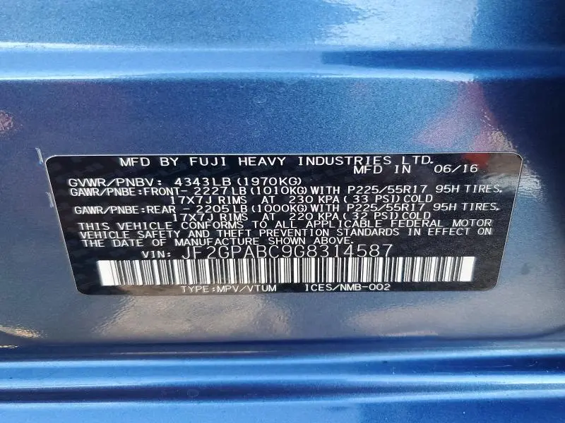 2016 SUBARU CROSSTREK PREMIUM  