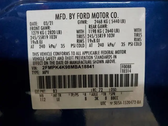 2021 FORD EDGE TITANIUM  