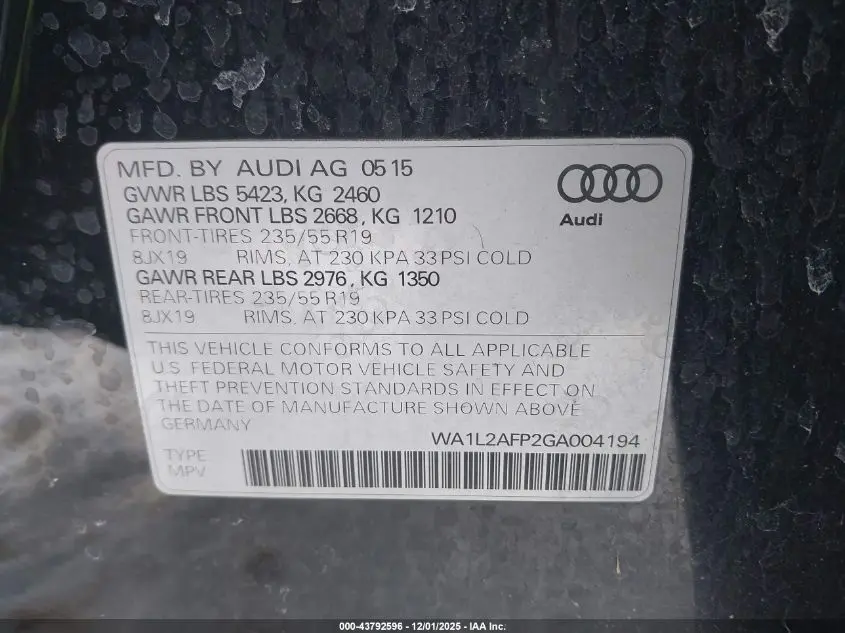 2016 AUDI Q5 2.0T PREMIUM