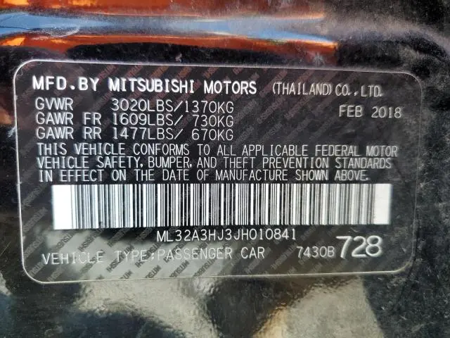 2018 MITSUBISHI MIRAGE ES  