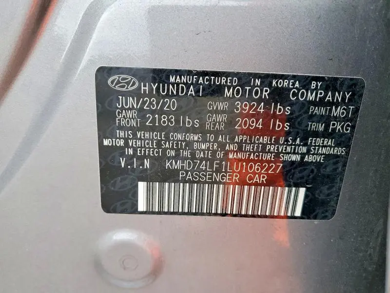 2020 HYUNDAI ELANTRA SE  