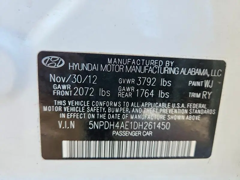 2013 HYUNDAI ELANTRA LIMITED  