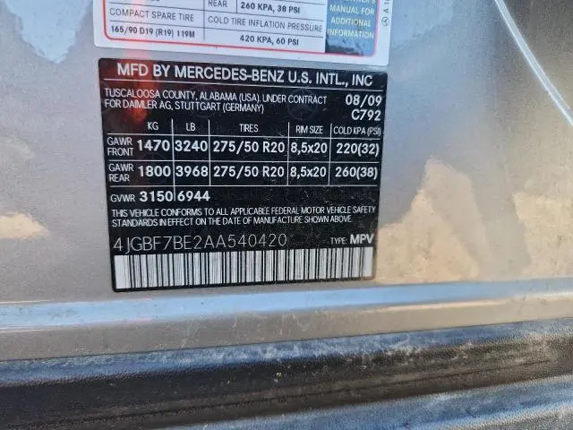 2010 MERCEDES-BENZ GL 450 4MATIC  