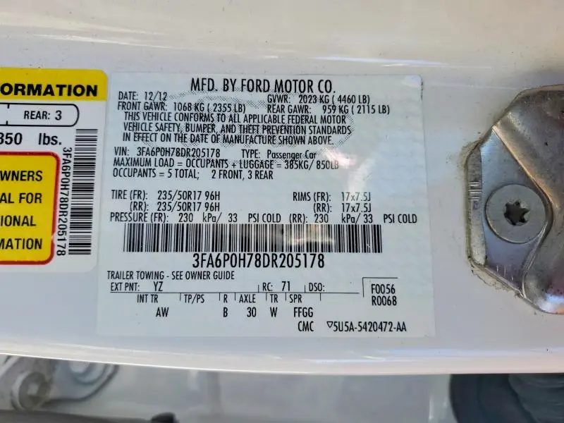 2013 FORD FUSION SE  