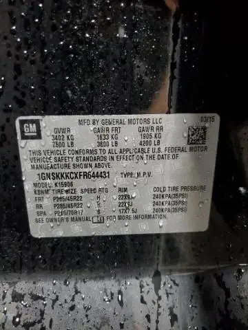 2015 CHEVROLET SUBURBAN K1500 LTZ  