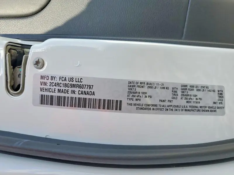 2021 CHRYSLER PACIFICA TOURING L  