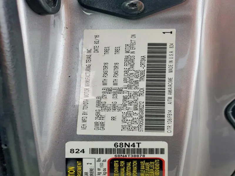 2016 TOYOTA TACOMA ACCESS CAB  