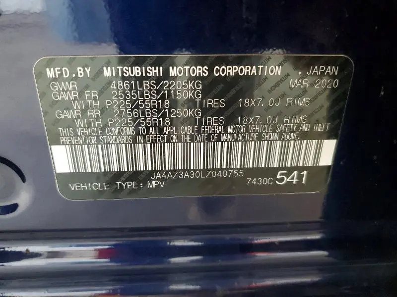 2020 MITSUBISHI OUTLANDER SE  