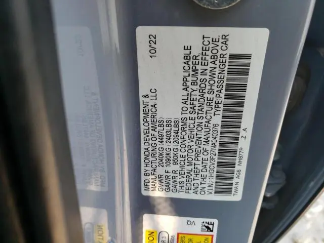 2022 HONDA ACCORD HYBRID SPORT  