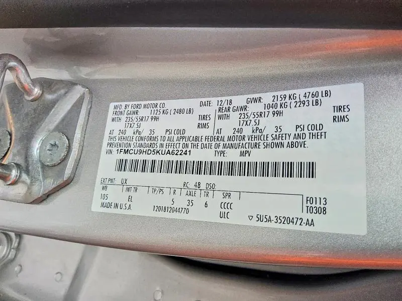 2019 FORD ESCAPE SEL  