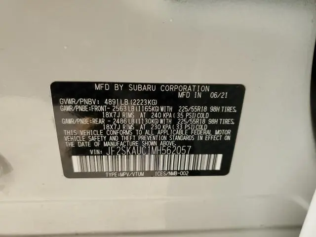 2021 SUBARU FORESTER LIMITED  