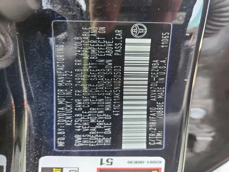 2022 TOYOTA CAMRY LE  