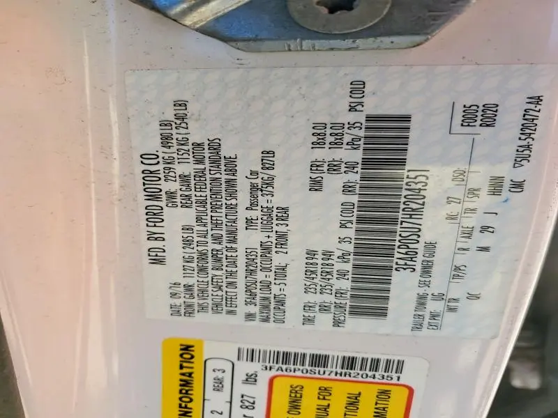 2017 FORD FUSION TITANIUM PHEV  