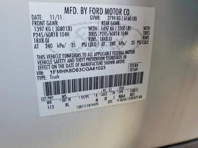 2012 FORD EXPLORER XLT  