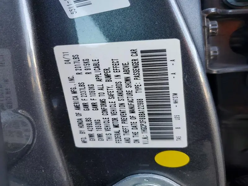 2011 HONDA ACCORD SE  