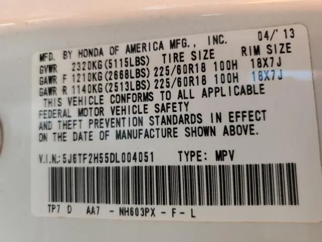 2013 HONDA CROSSTOUR EXL  