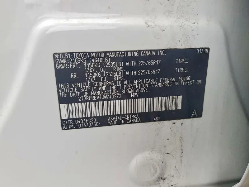 2018 TOYOTA RAV4 XLE  