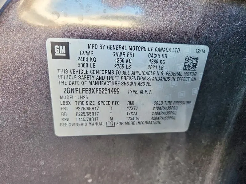 2015 CHEVROLET EQUINOX LT  