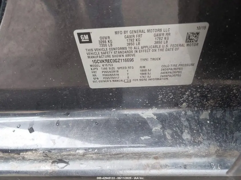 2016 CHEVROLET SILVERADO 1500 2LT