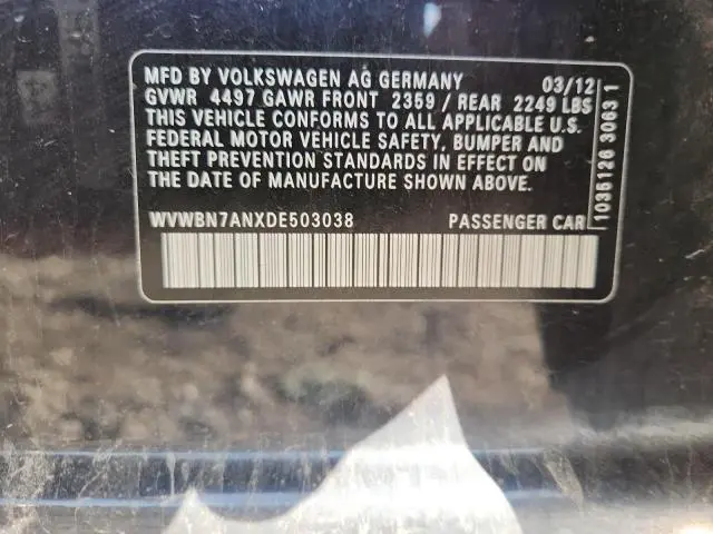 2013 VOLKSWAGEN CC SPORT  