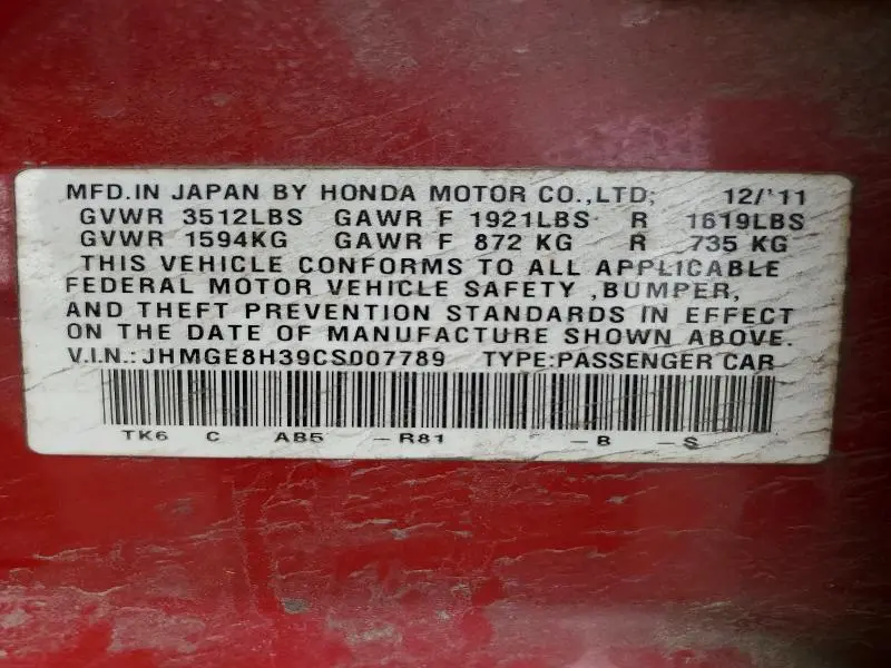 2012 HONDA FIT   