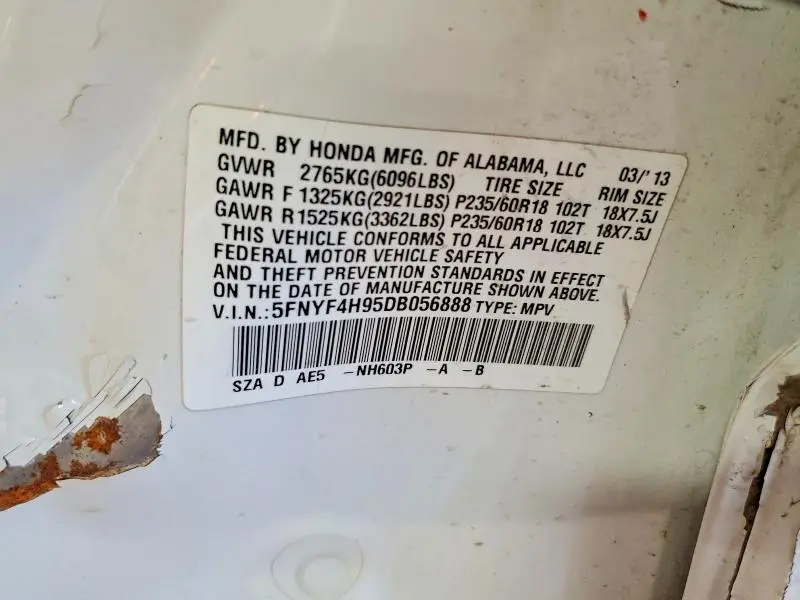 2013 HONDA PILOT TOURING  