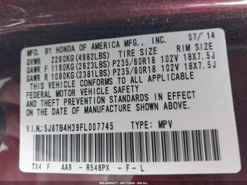 2015 ACURA RDX  