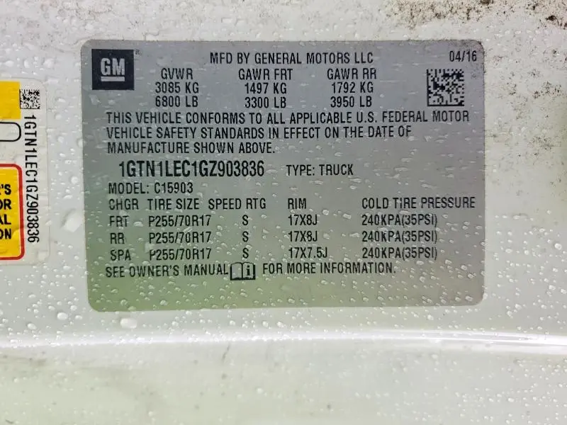 2016 GMC SIERRA C1500  