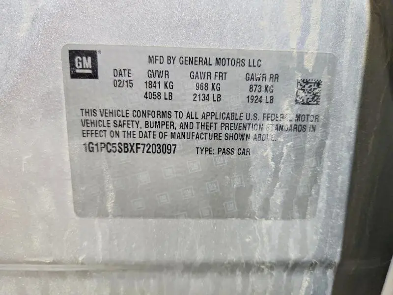 2015 CHEVROLET CRUZE LT  