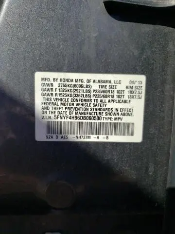 2013 HONDA PILOT TOURING  