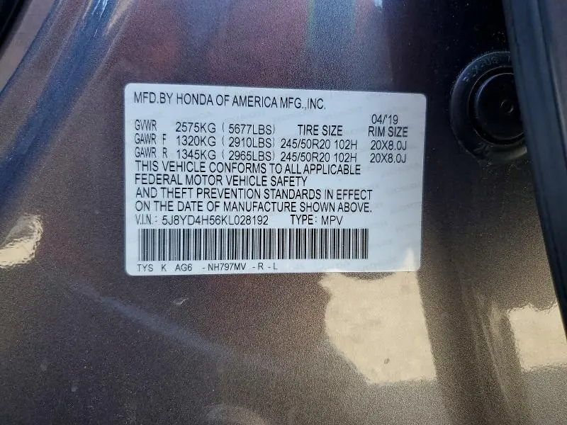 2019 ACURA MDX TECHNOLOGY  