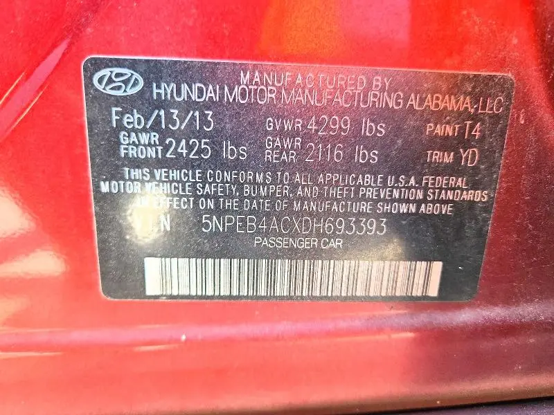 2013 HYUNDAI SONATA GLS  