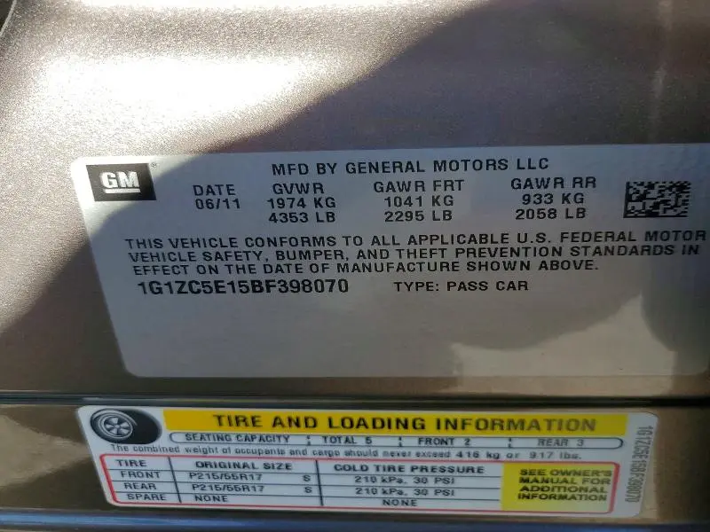2011 CHEVROLET MALIBU 1LT  