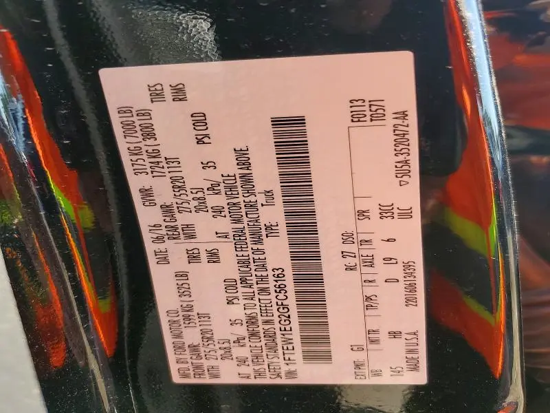 2016 FORD F150 SUPERCREW  