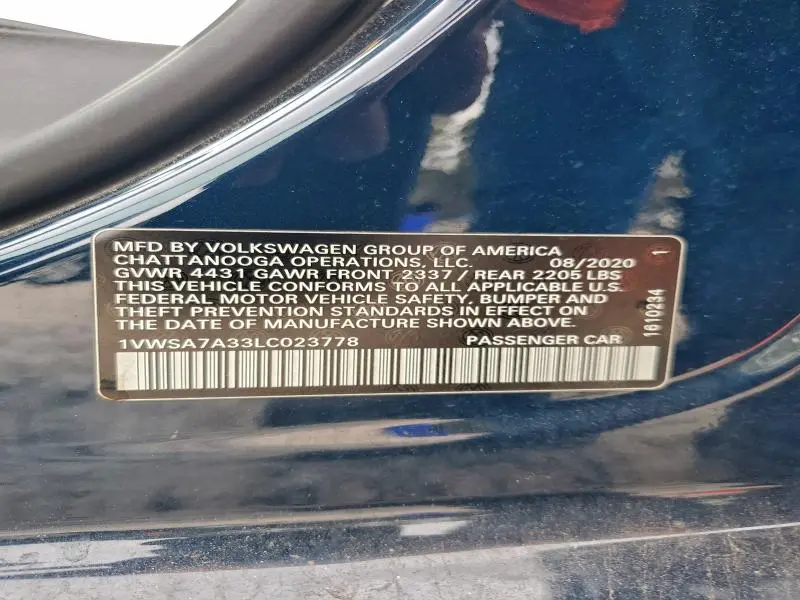 2020 VOLKSWAGEN PASSAT SE  