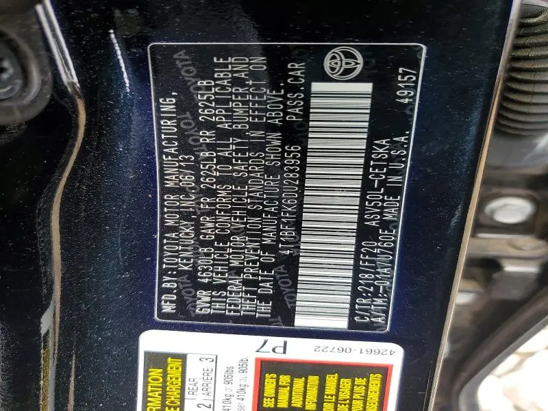2013 TOYOTA CAMRY SE  