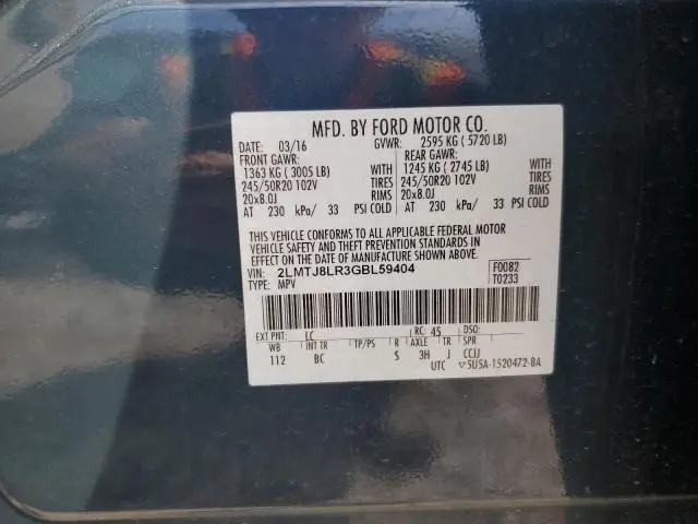 2016 LINCOLN MKX RESERVE  