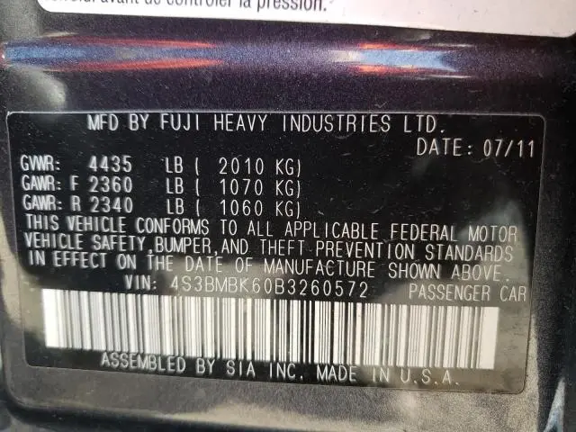 2011 SUBARU LEGACY 2.5I LIMITED