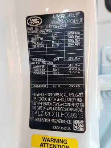 2020 LAND ROVER RANGE ROVER EVOQUE S  