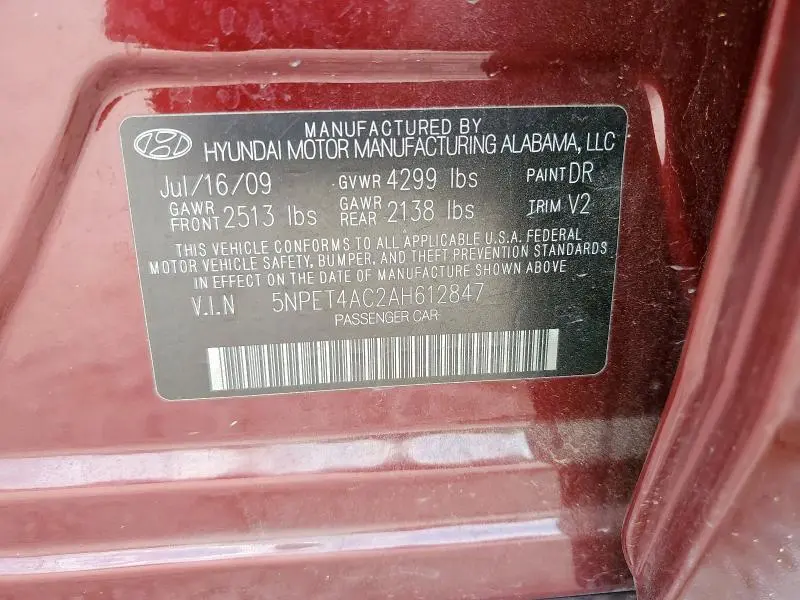 2010 HYUNDAI SONATA GLS  