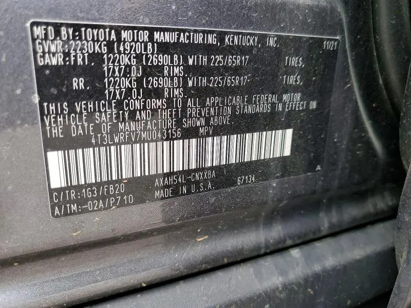 2021 TOYOTA RAV4 LE  