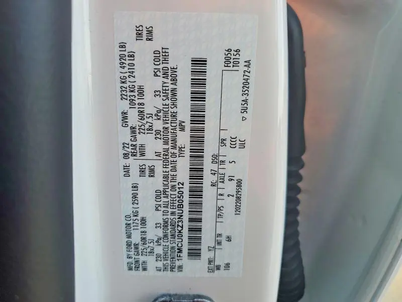 2022 FORD ESCAPE SEL  