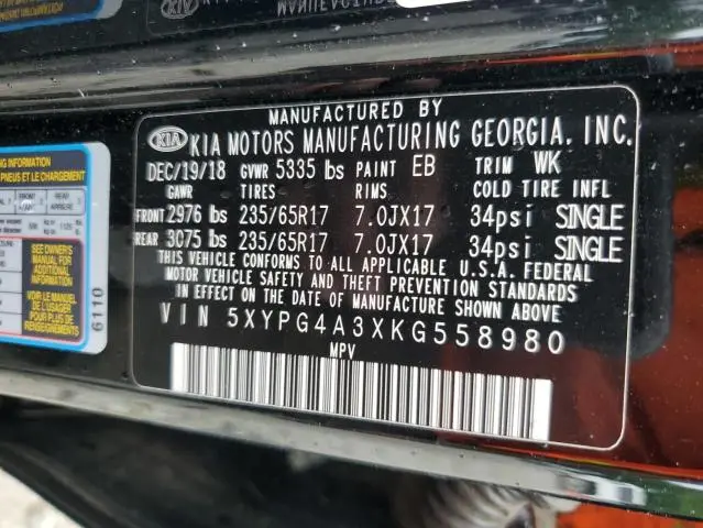 2019 KIA SORENTO L  