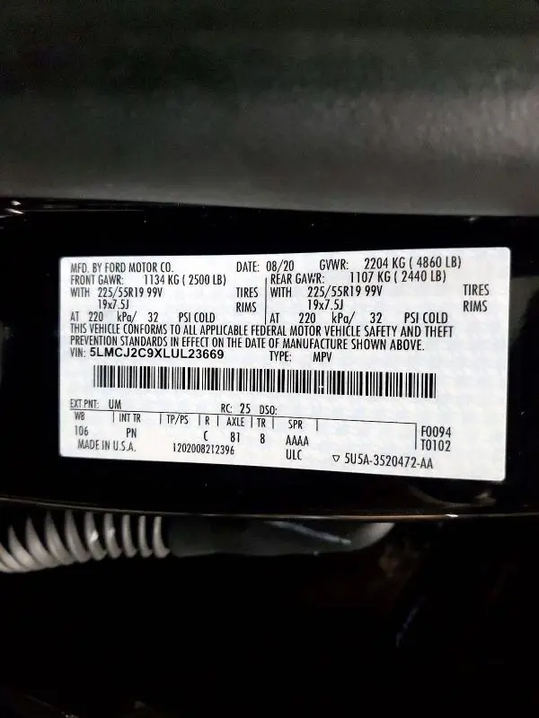 2020 LINCOLN CORSAIR RESERVE  