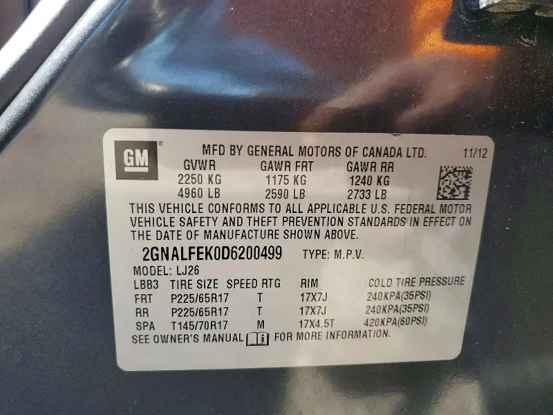 2013 CHEVROLET EQUINOX LTZ  