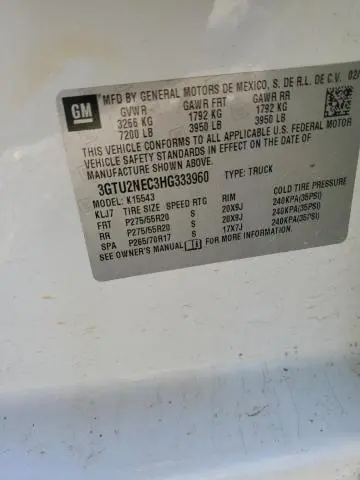 2017 GMC SIERRA K1500 SLT  