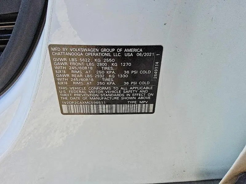 2021 VOLKSWAGEN ATLAS SE  