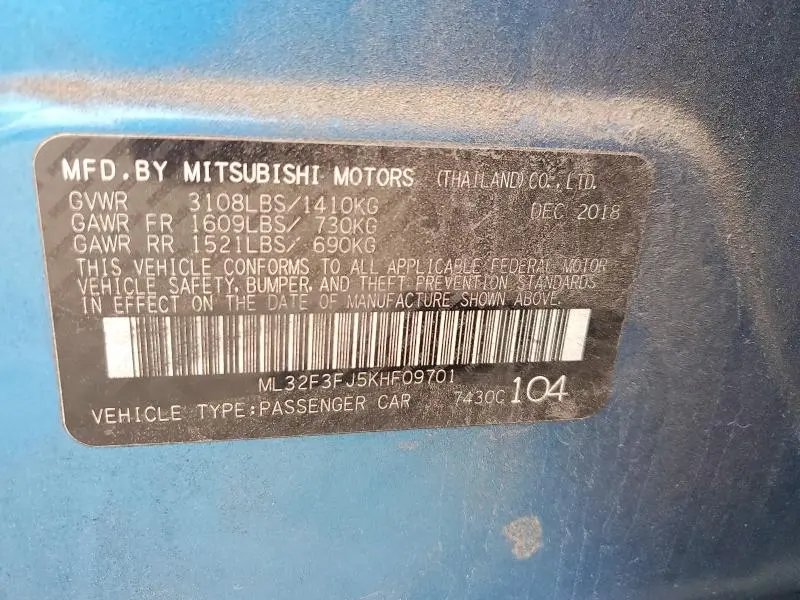 2019 MITSUBISHI MIRAGE G4 ES  