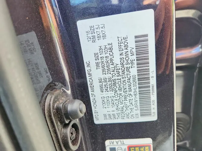 2017 HONDA CR-V EXL  