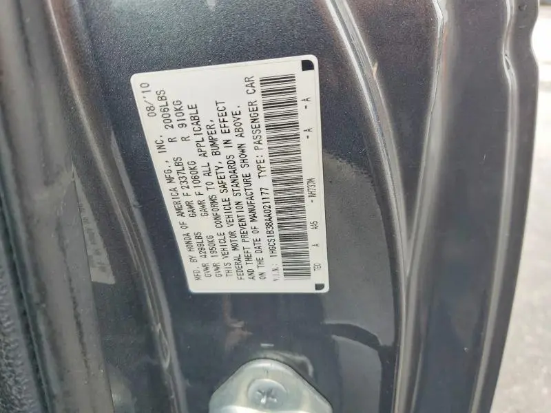 2010 HONDA ACCORD LX  